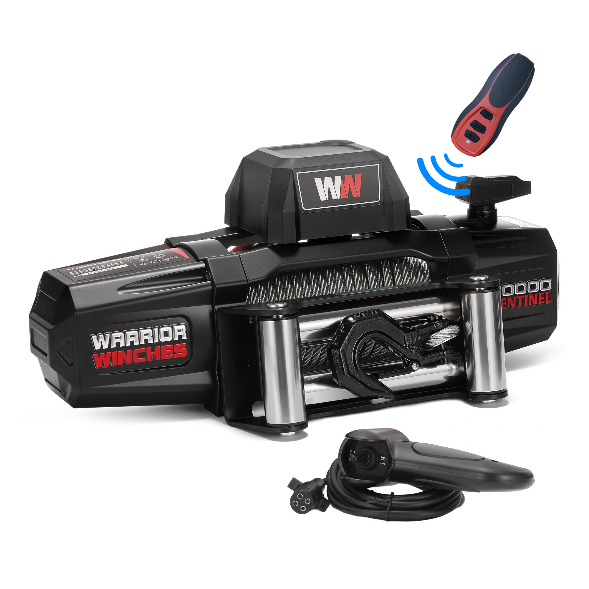 Warrior Winches Sentinel Electric Winch — 10,000lb Capacity, 12V, Steel Rope, Model# 100SNS12-CAD